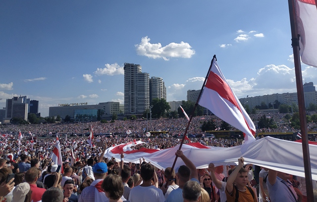 Protest actions in Minsk Belarus near Stella August 16